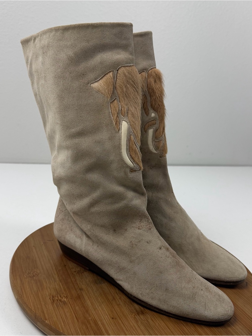 Andrea Pfister by Zoo Suede Camel Boots-Elephant Design